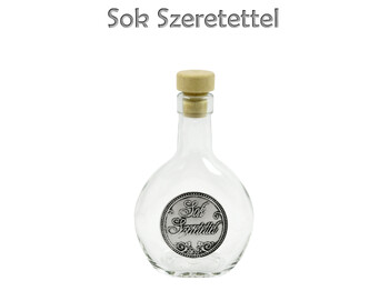 Pálinkás palack Sok Szeretettel fémcímkés 0,2l