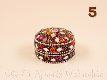 Gyöngyös fémdoboz kerek 5,5cm RAJ-8423S