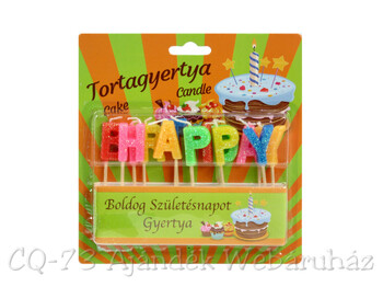 Születésnapi tortagyertya felirat Happy Birthday 13db 3cm