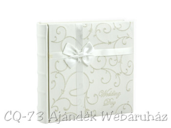Fényképalbum bőrhatású hímzett esküvői masnis 200db/15x10cm BBM46200 W-10